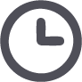 Simple gray clock icon showing time at approximately 2:00.